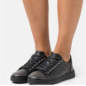 MAJE flowstuds black leather studded sneakers EU39/8.5